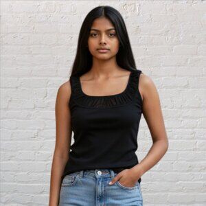 AXCESS -- Black Tank with Mesh Collar, Sleeveless, Cotton